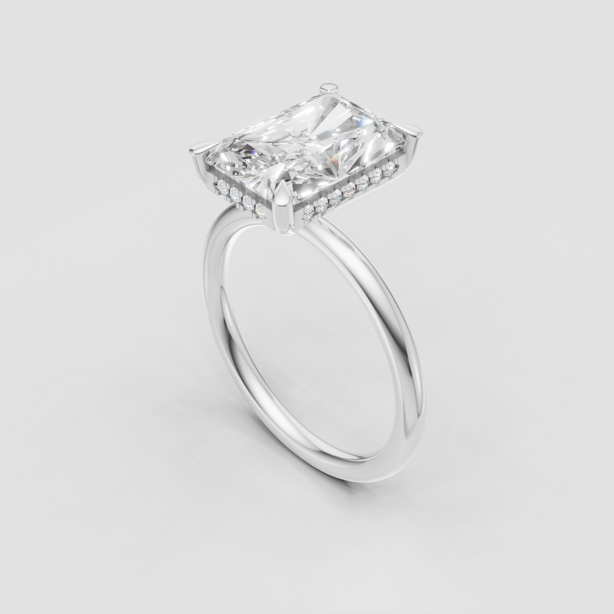 Luxury yellow gold radiant diamond engagement ring