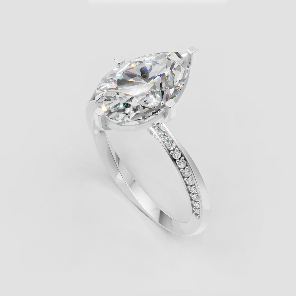 Elegant pear cut diamond bridal ring