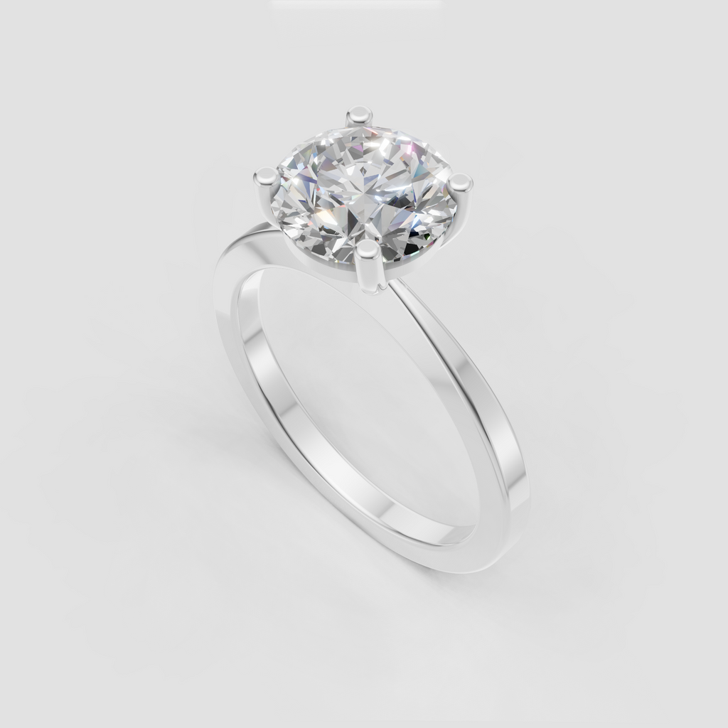 Round brilliant diamond engagement ring with polished band