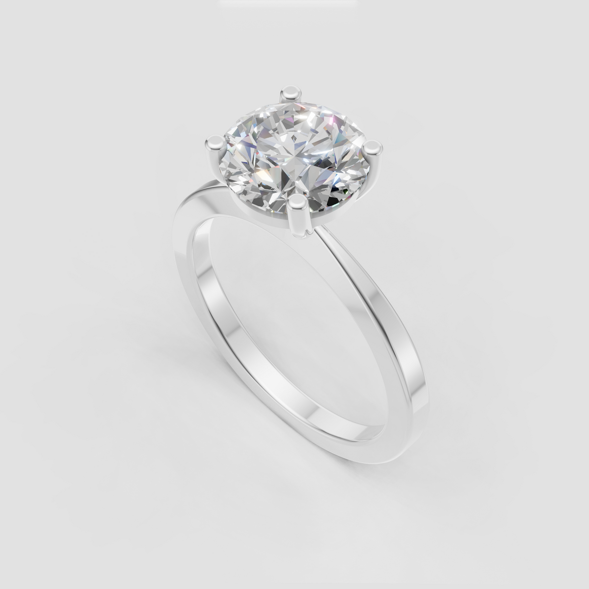 Round brilliant diamond engagement ring with polished band