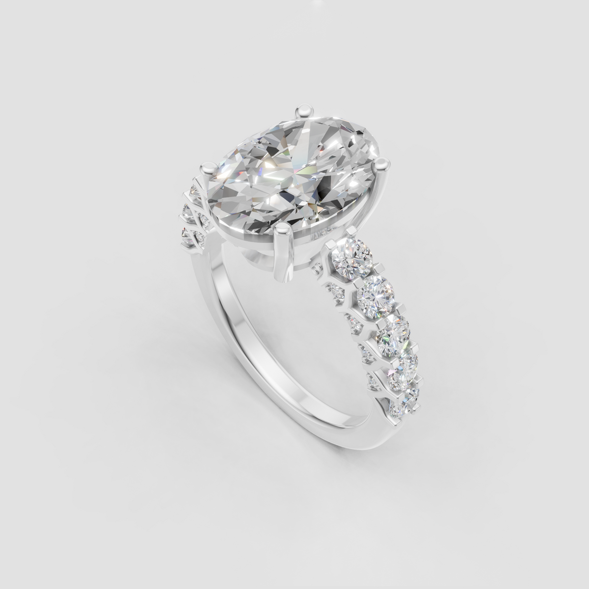 Luxury pear shaped diamond engagement ring with pavé shoulders
