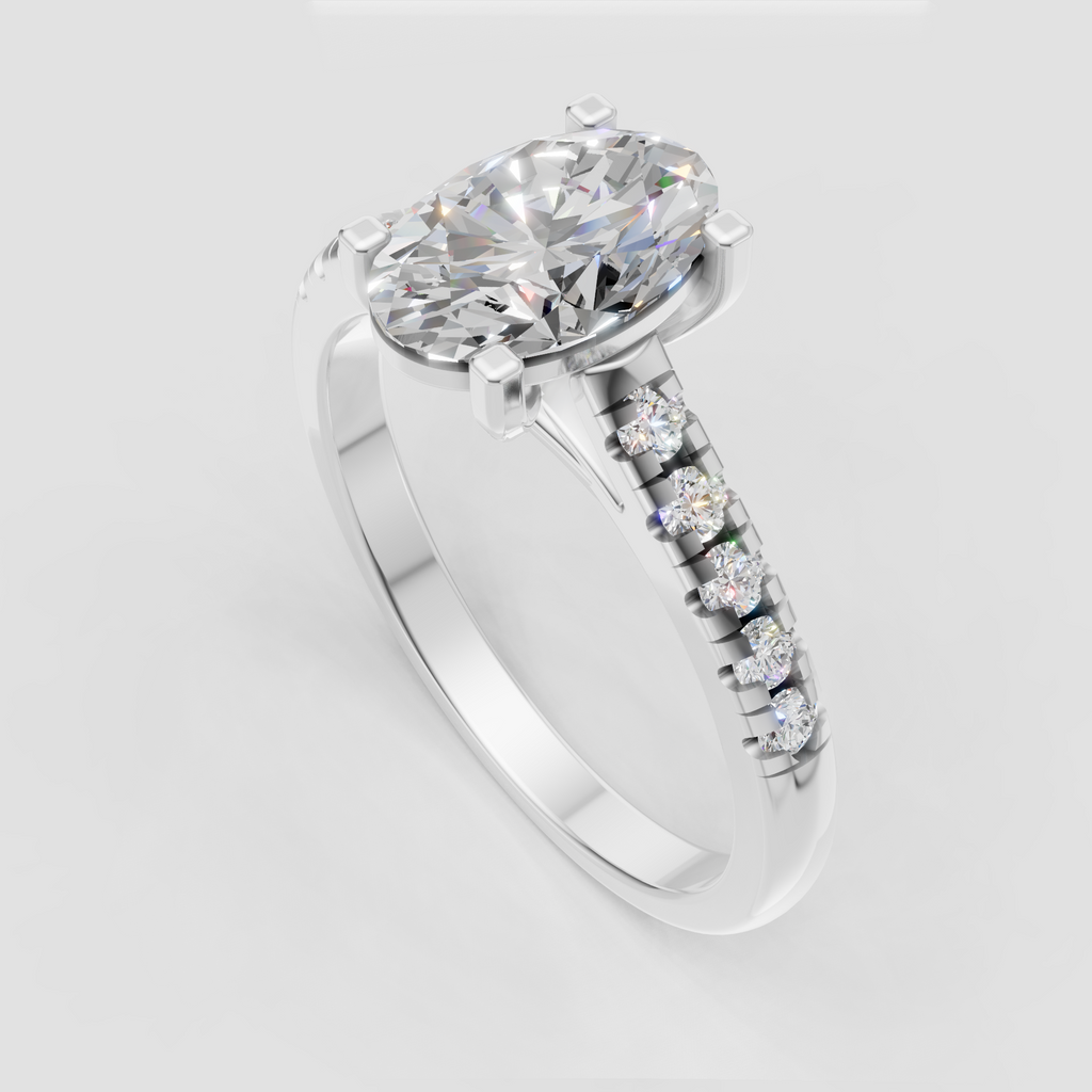 Yellow gold engagement ring with elongated oval center stone