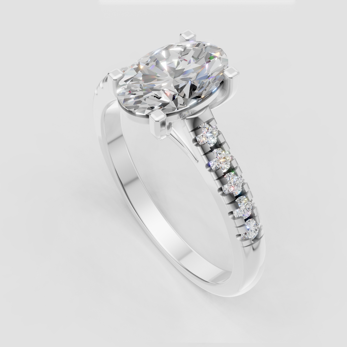 Yellow gold engagement ring with elongated oval center stone