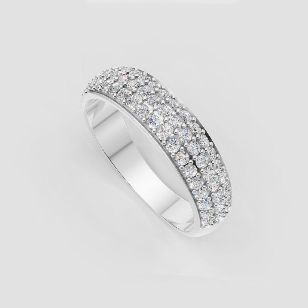 Wide diamond stacking band with round stones