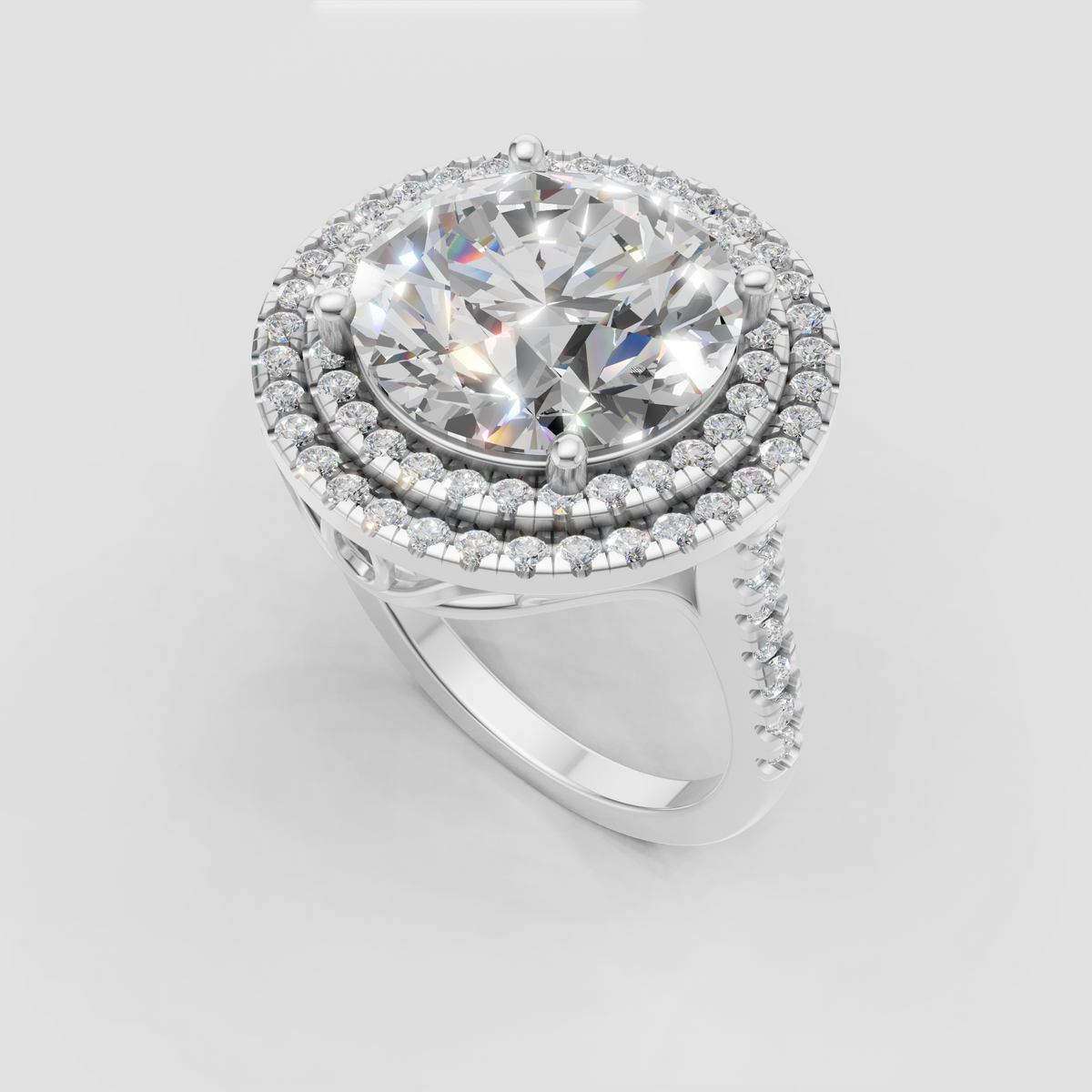 Elegant round diamond engagement ring with sparkling halo