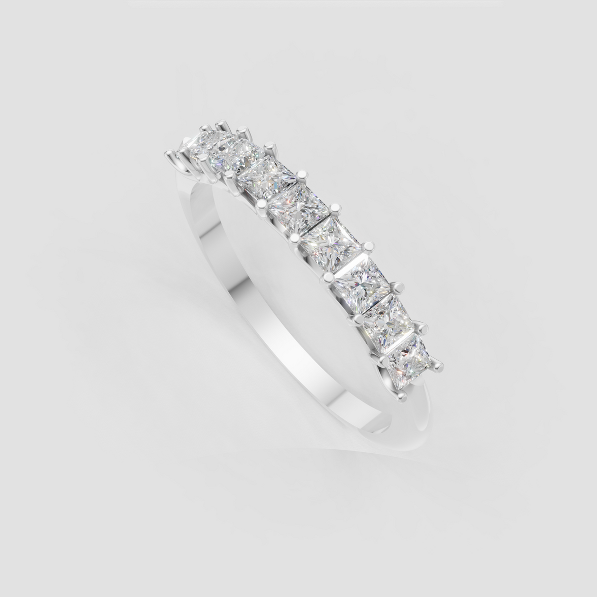 Elegant princess cut diamond wedding ring close-up