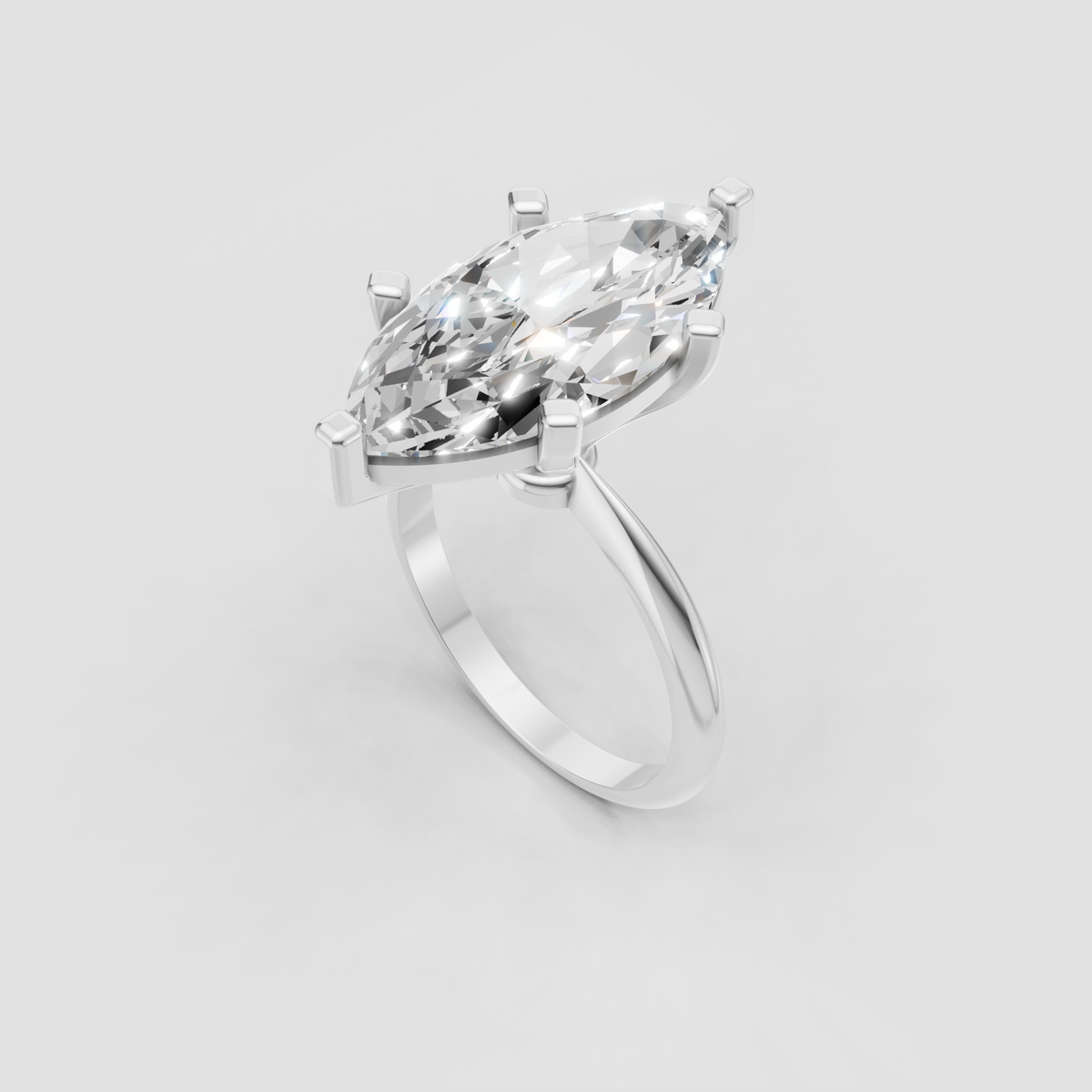 Marquise Diamond Cathedral Solitaire Engagement Ring