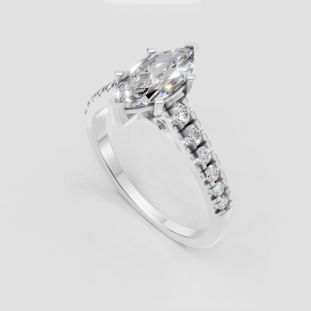 Marquise center stone ring with polished yellow gold setting