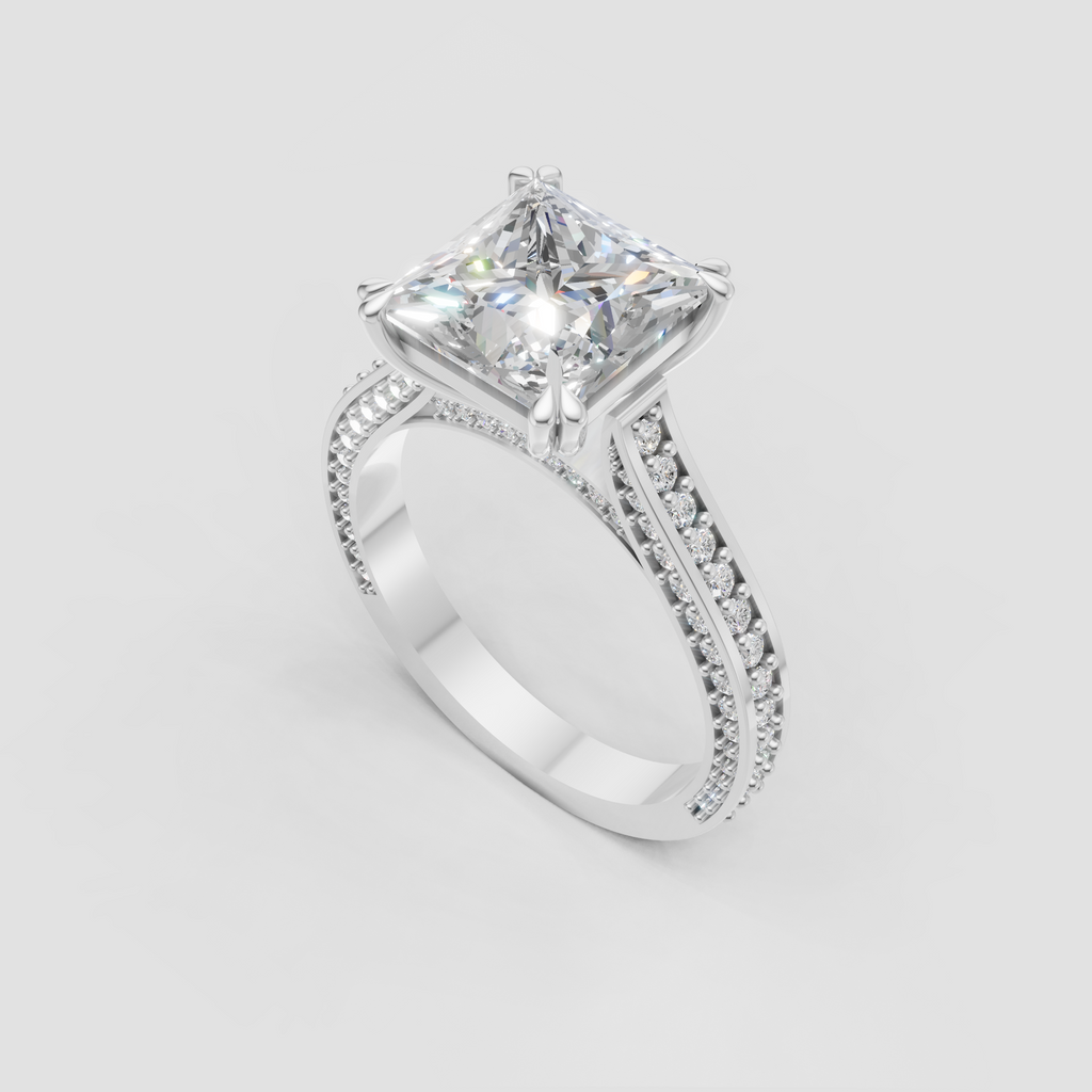 Elegant princess diamond split shank bridal ring