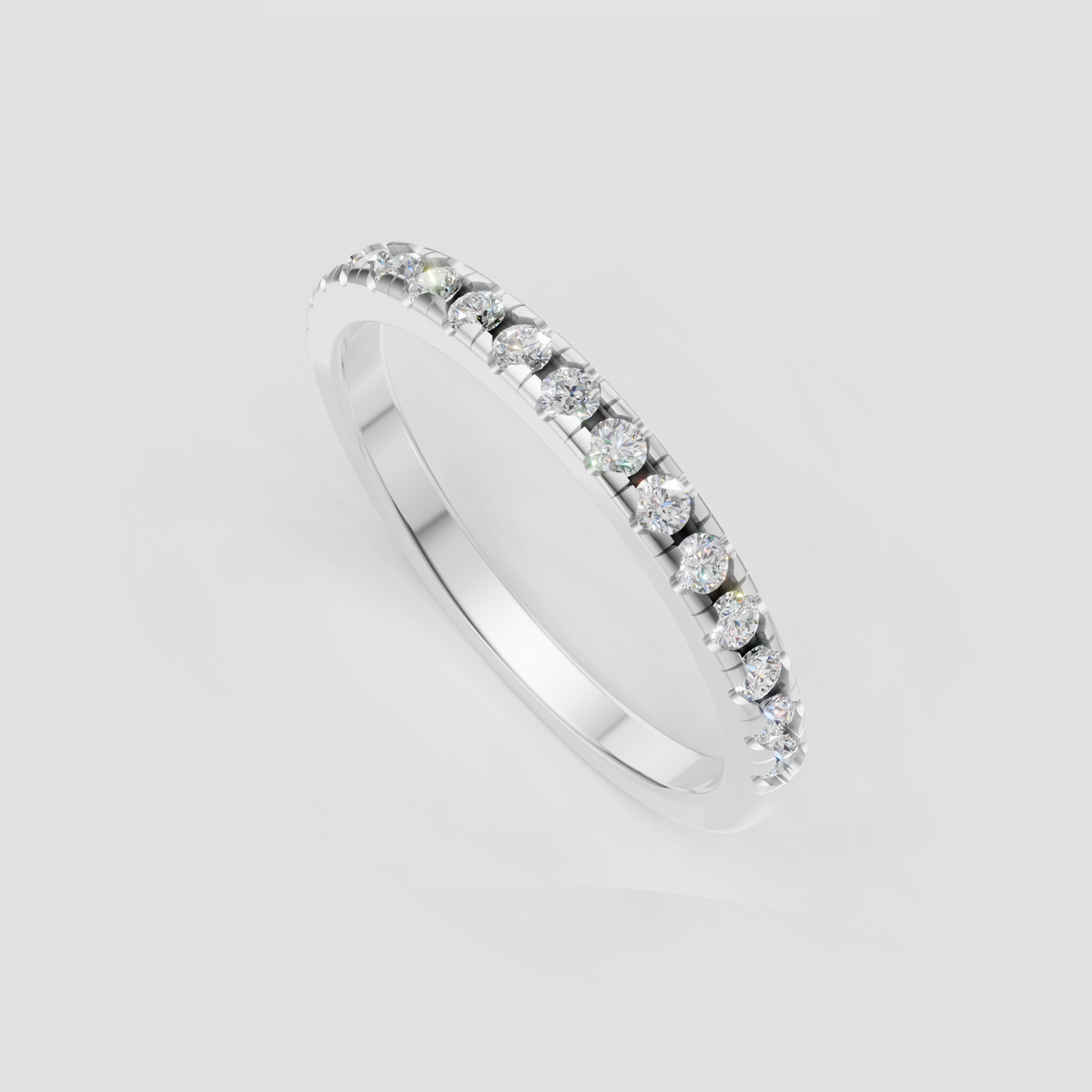 Slim round diamond eternity ring for stacking