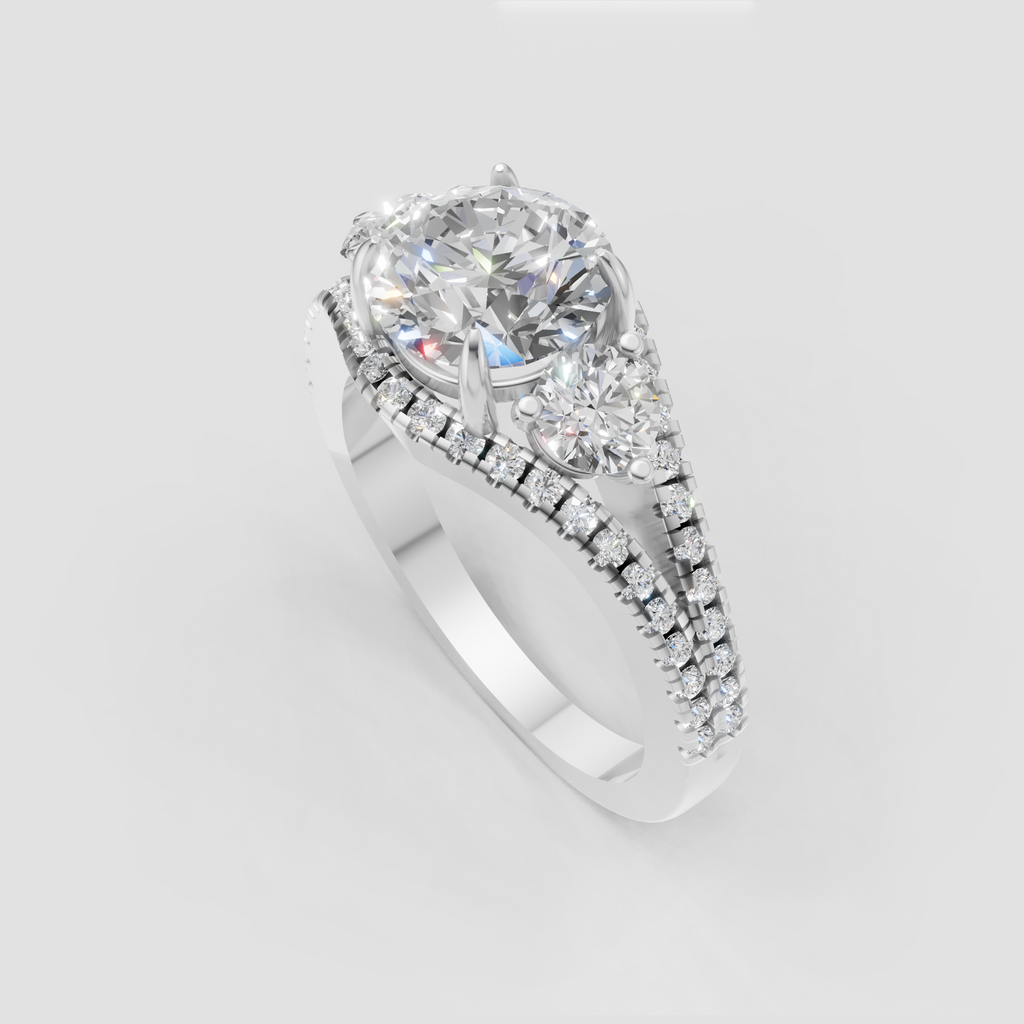 Luxury round diamond engagement ring with halo detailing