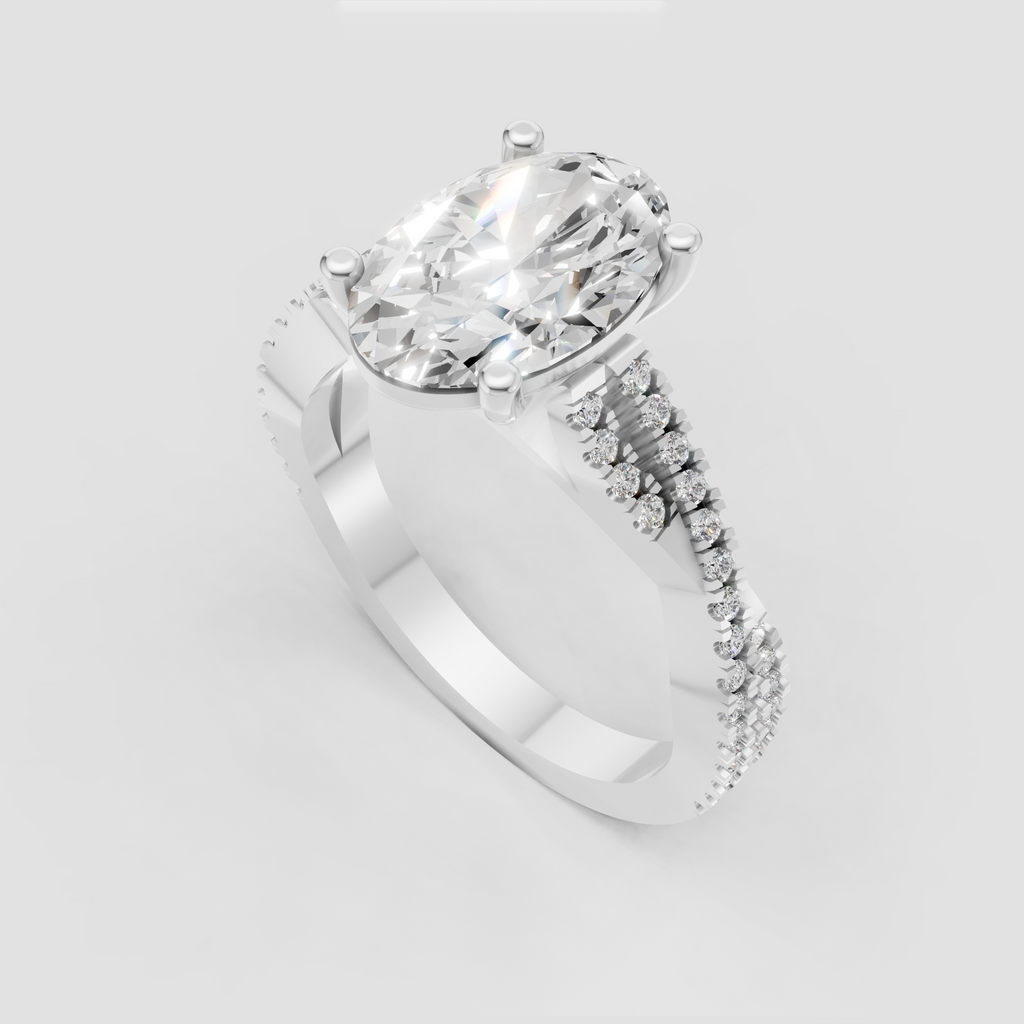 Luxury oval Diamond ring featuring a cathedral-style gold band