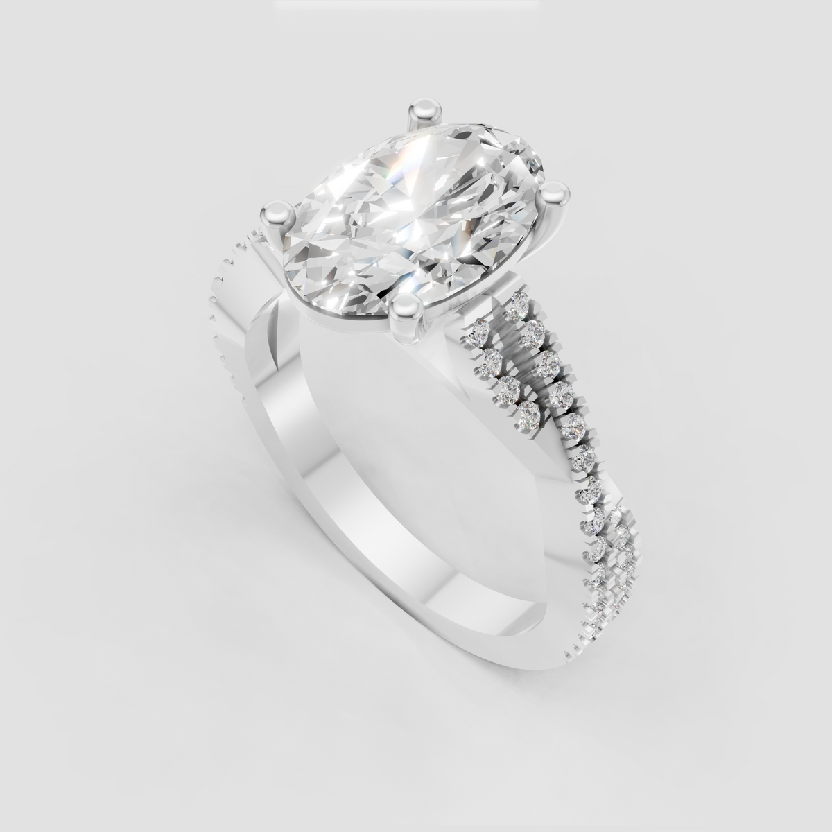 Luxury oval Diamond ring featuring a cathedral-style gold band