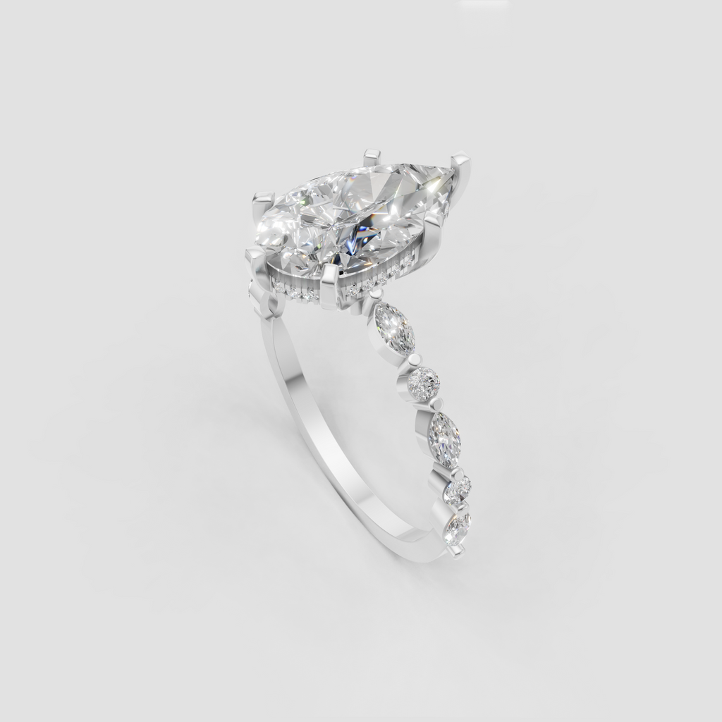 Luxury marquise diamond ring with hidden halo accents
