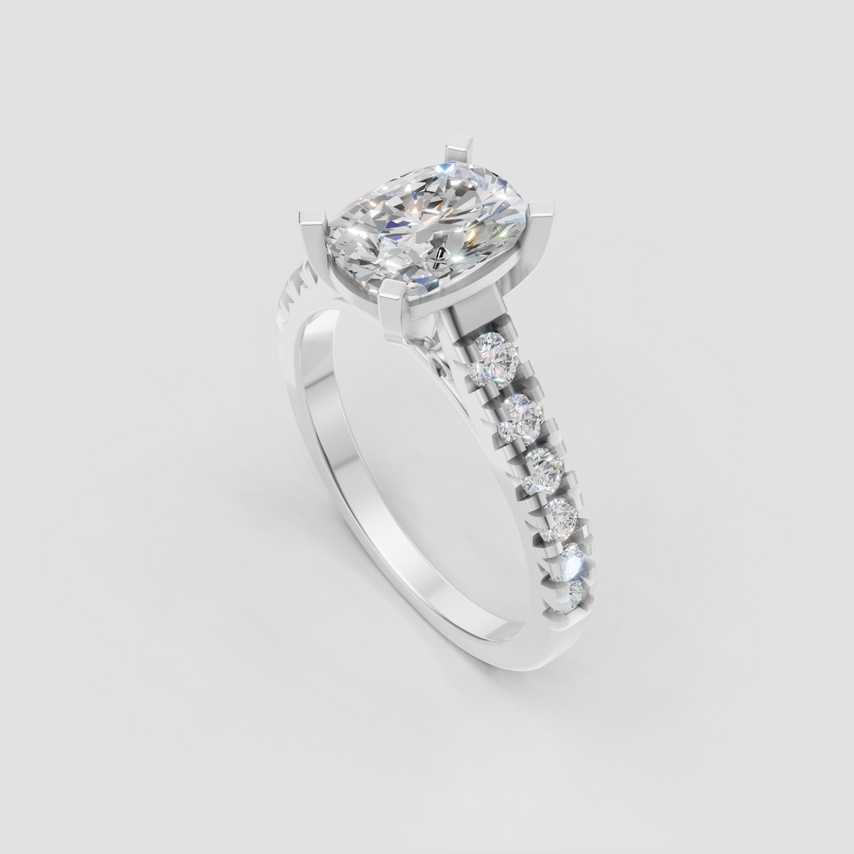Trillion Cut Lab Grown & Moissanite Diamond Halo Engagement Ring - Image 8