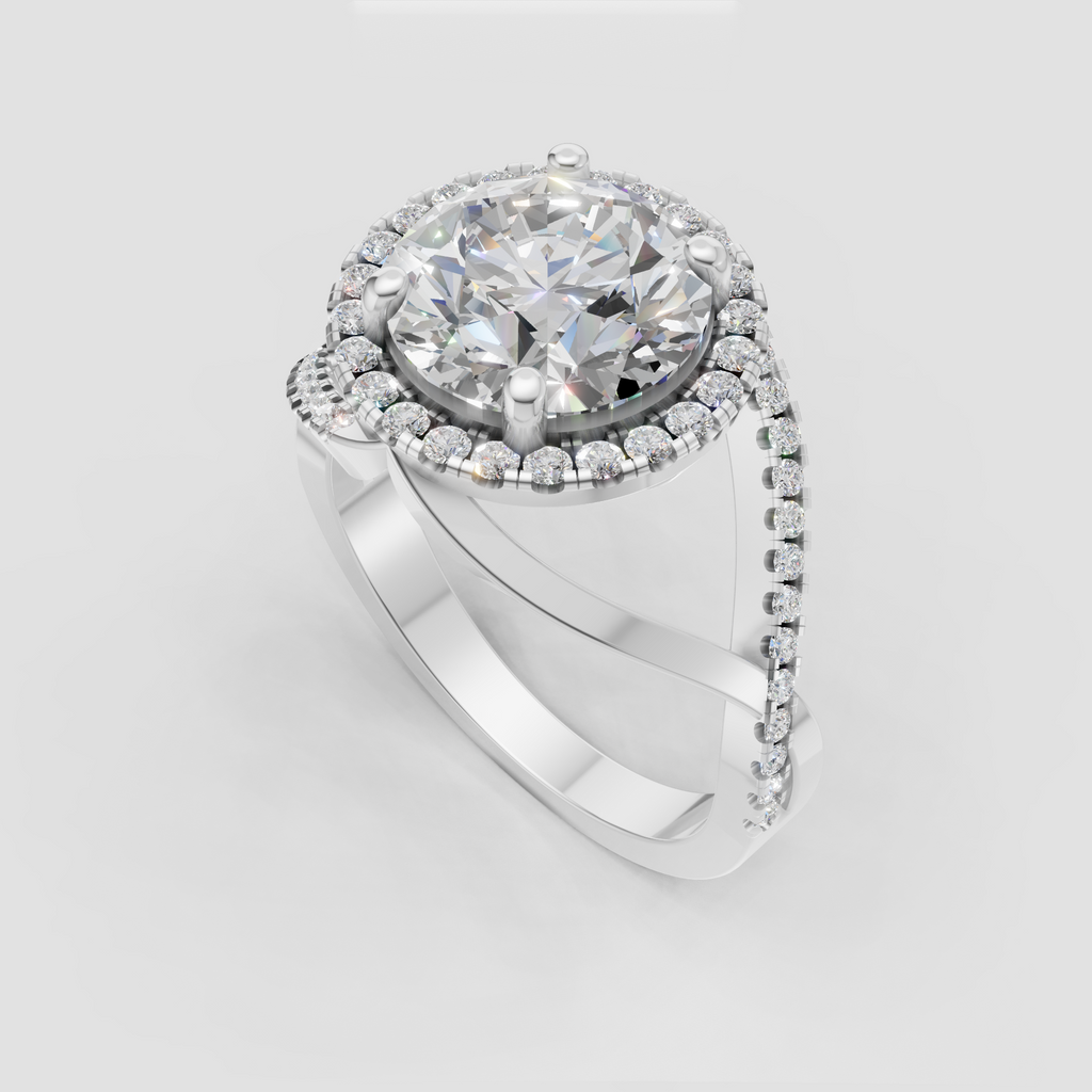 Pavé diamond split shank engagement ring