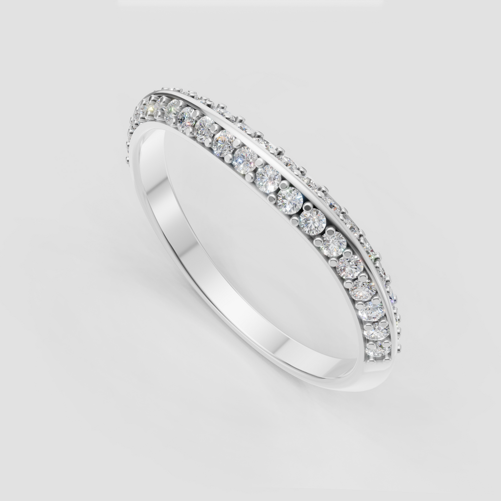 Round diamond bridal band with graceful curved profile