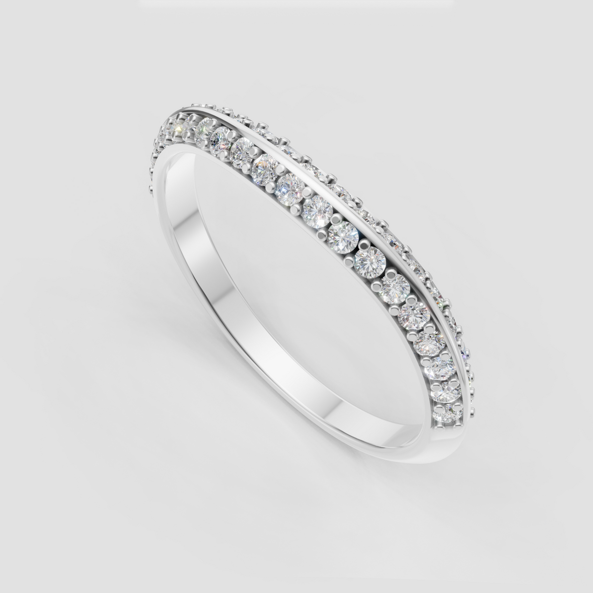 Round diamond bridal band with graceful curved profile