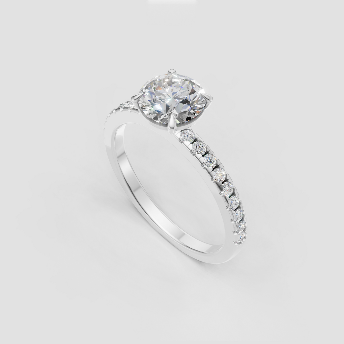 Round diamond half eternity band with sparkling pave stones