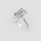 Luxury emerald cut diamond ring with pavé band detailing