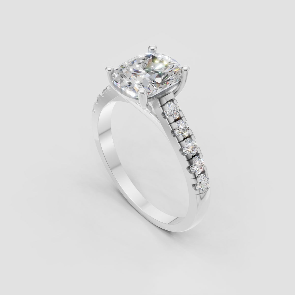 Cushion cut diamond solitaire engagement ring in yellow gold