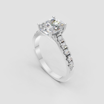 Cushion cut diamond solitaire engagement ring in yellow gold