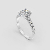 Cushion cut diamond solitaire engagement ring in yellow gold
