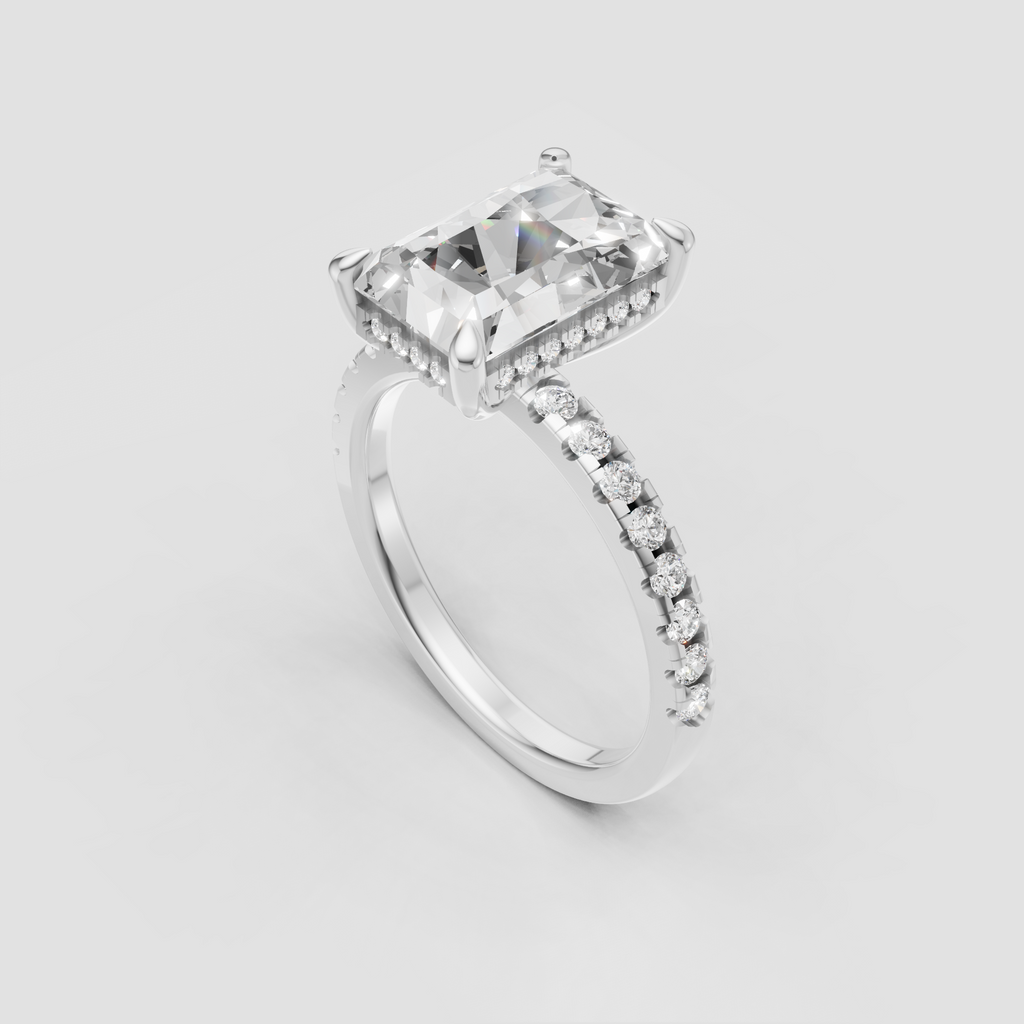 Round Cut Lab Grown & Moissanite Diamond Halo Engagement Ring - Image 8
