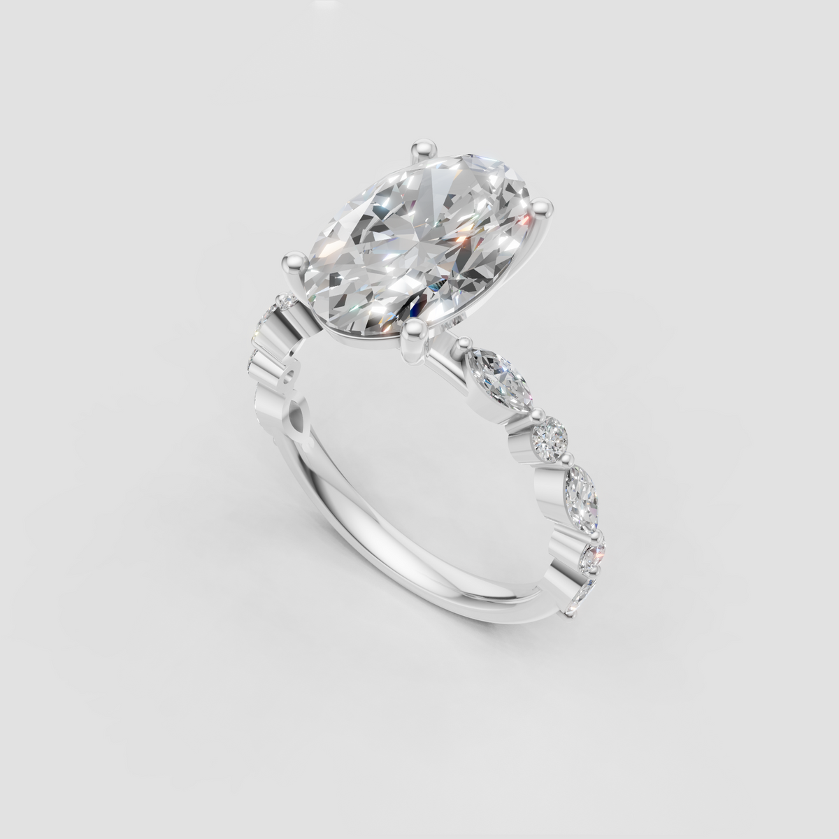 Luxury oval cut diamond engagement ring