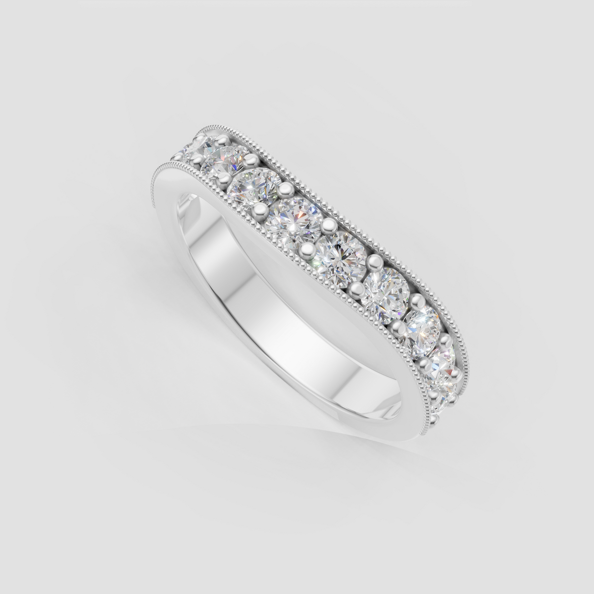 Round Cut Diamond Milgrain Eternity Band Ring