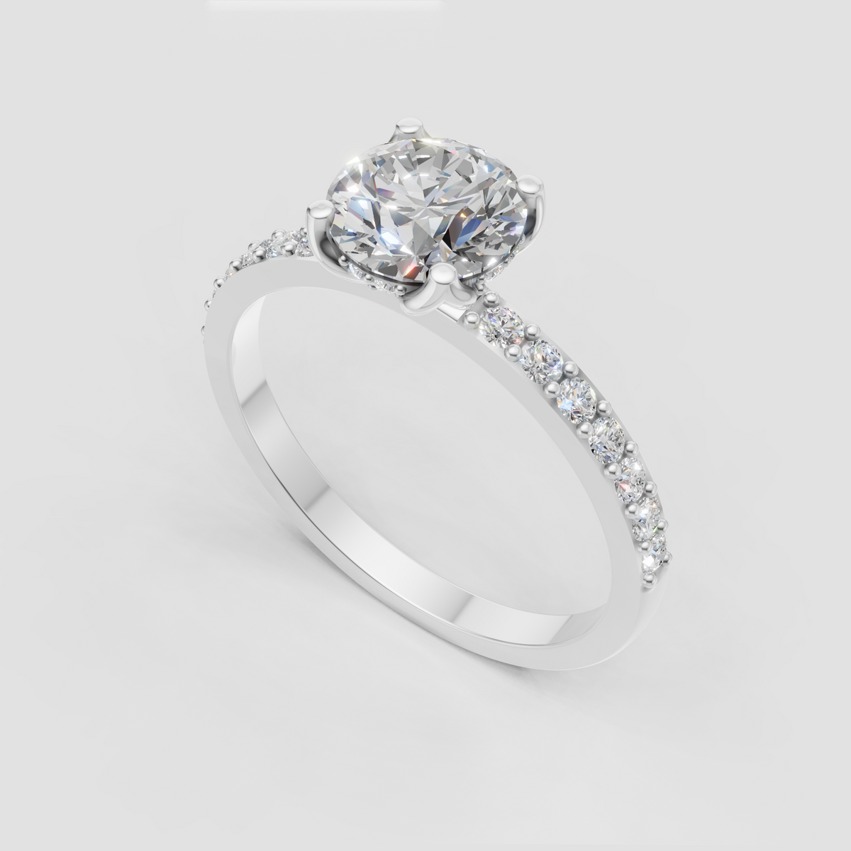 Hidden halo round diamond bridal ring