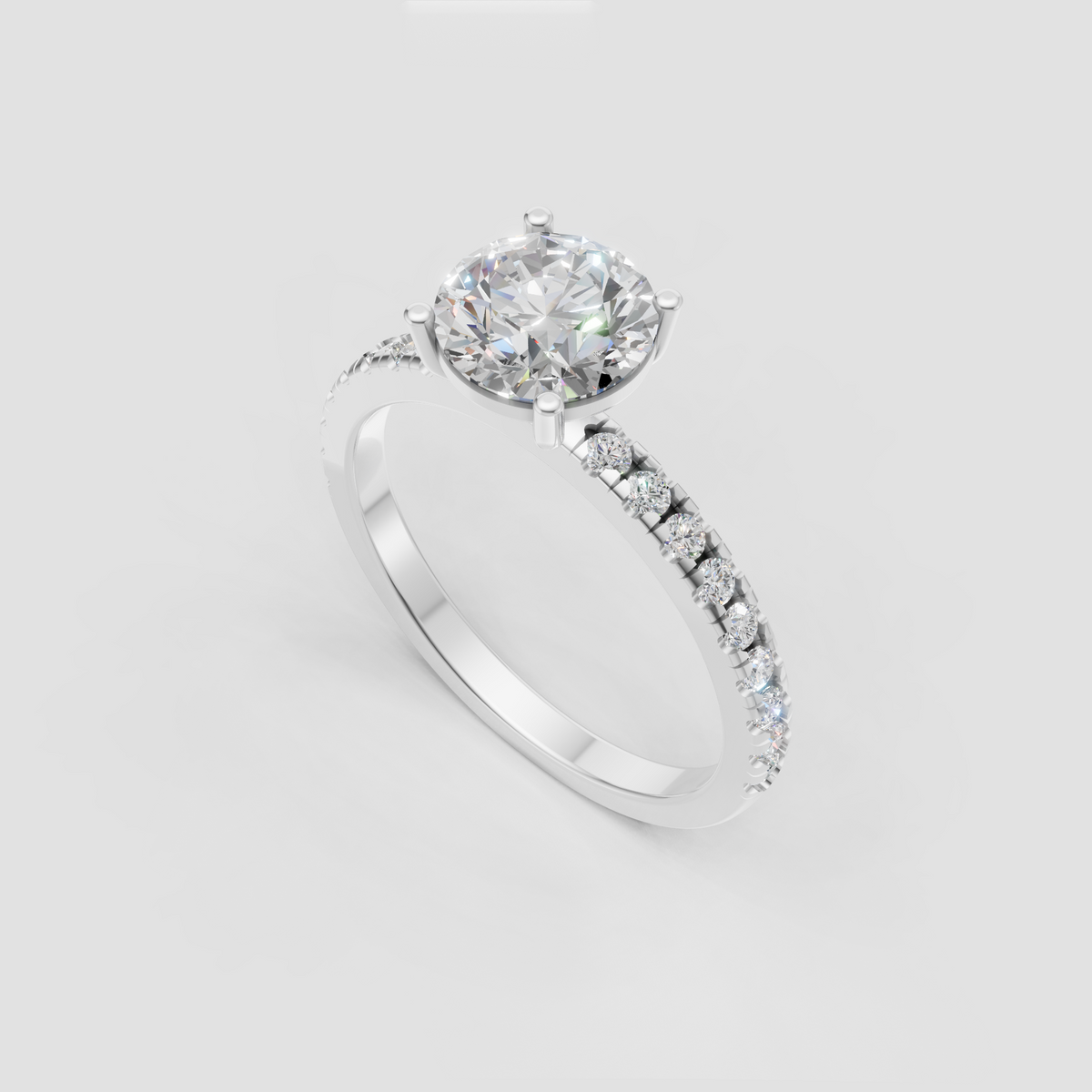Luxury yellow gold round diamond solitaire ring