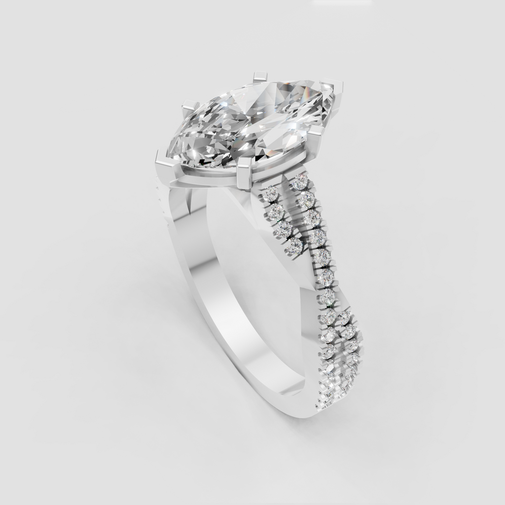 Pear Cut Lab Grown & Moissanite Diamond Halo Engagement Ring