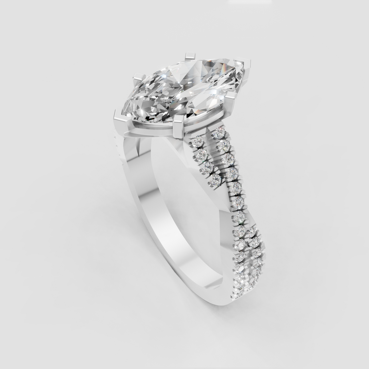 Pear Cut Lab Grown & Moissanite Diamond Halo Engagement Ring