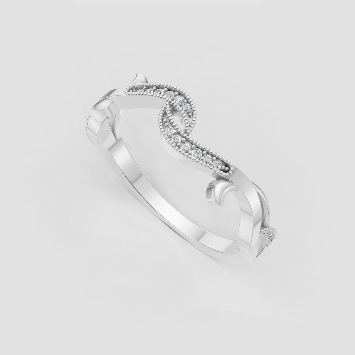 Yellow gold bypass ring with detailed milgrain edging
