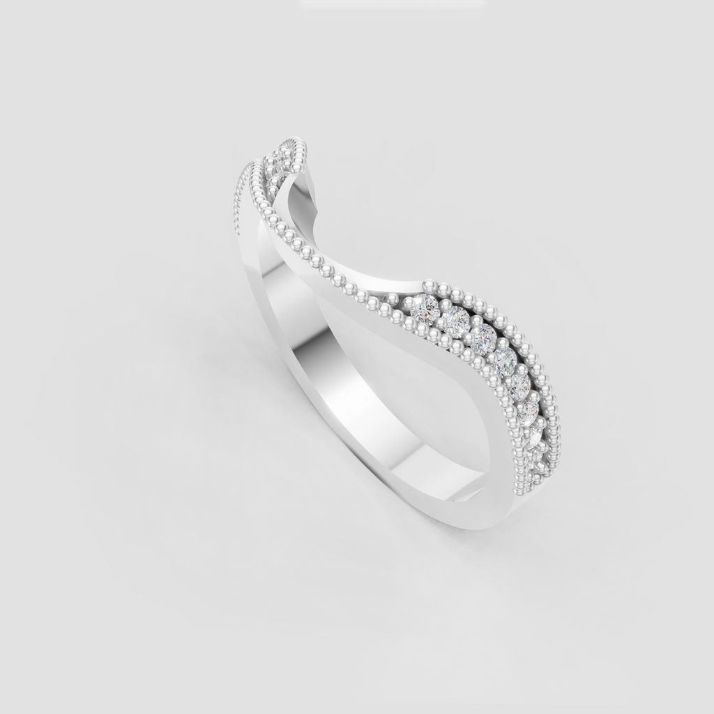 Elegant yellow gold diamond band with floral design