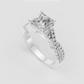 Trillion Cut Lab Grown & Moissanite Diamond Halo Engagement Ring - Image 8