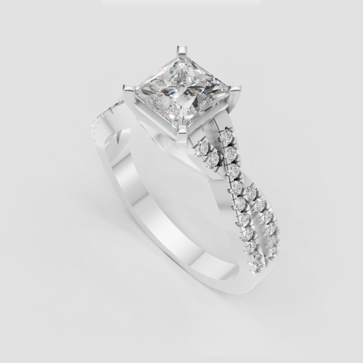 Trillion Cut Lab Grown & Moissanite Diamond Halo Engagement Ring - Image 8