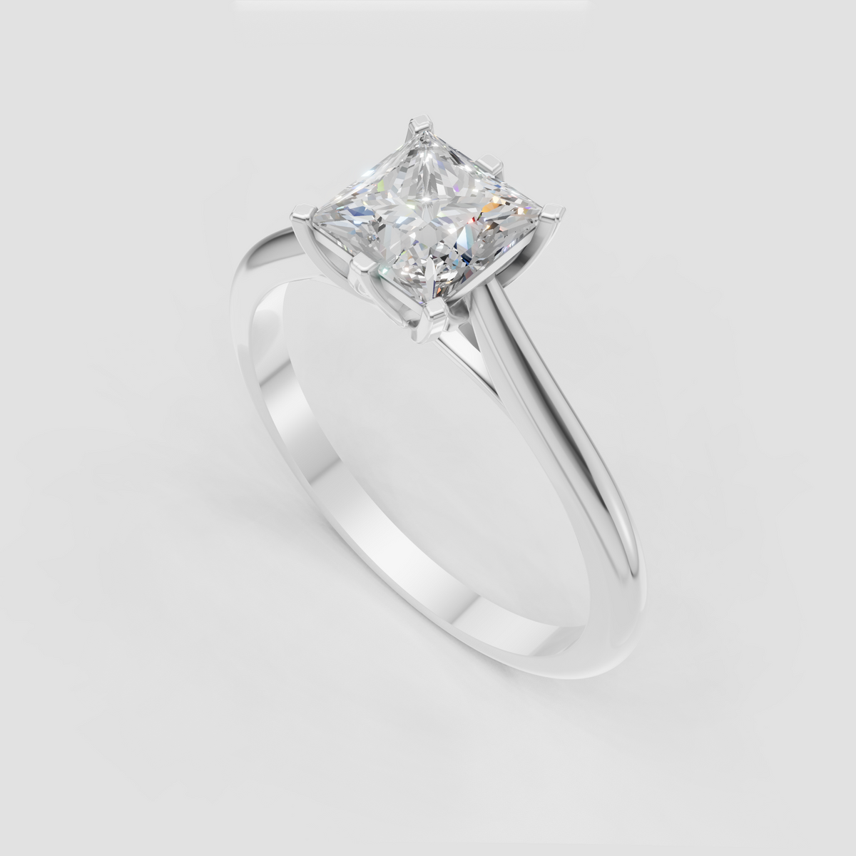 Polished yellow gold solitaire diamond ring