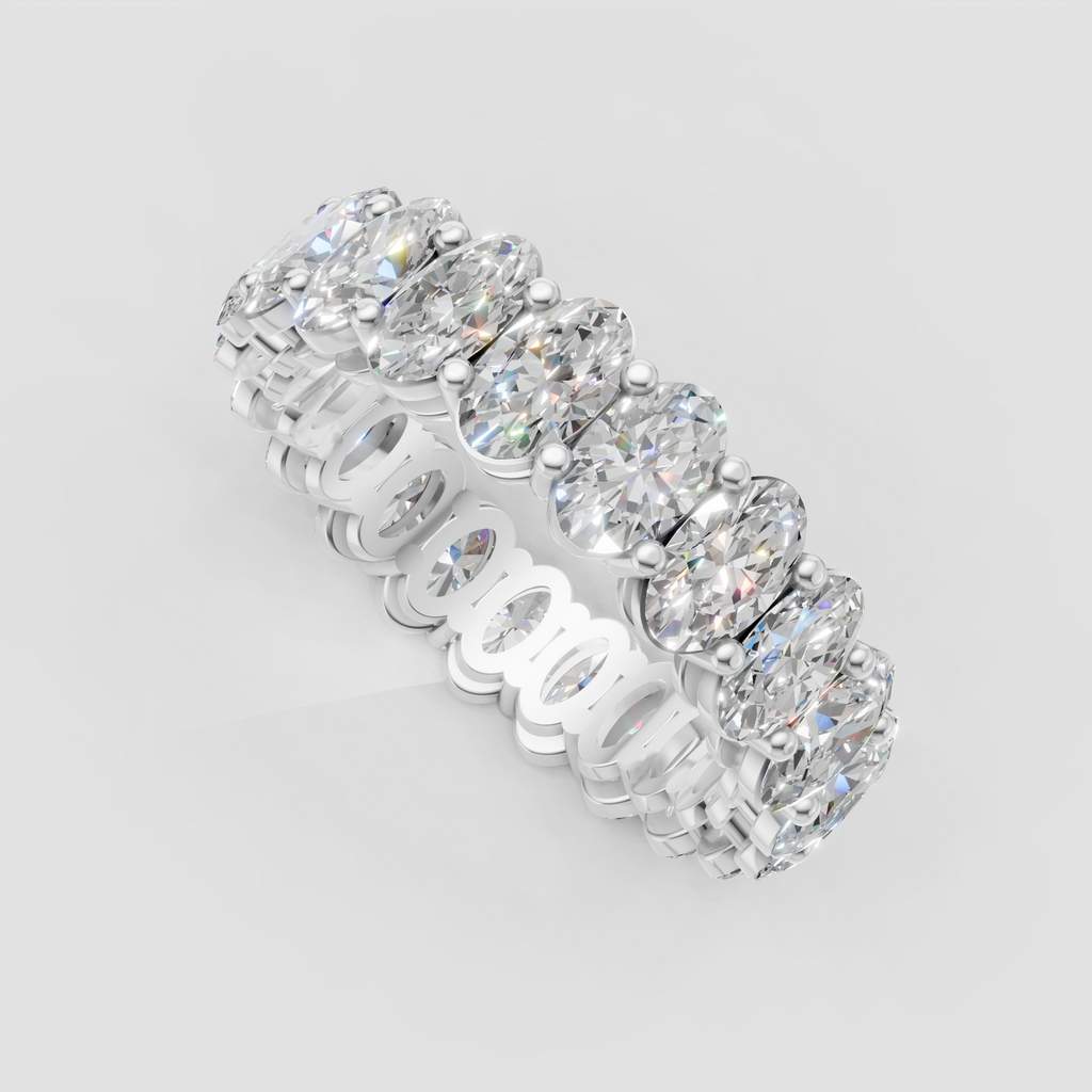 Full eternity oval diamond wedding band close-up