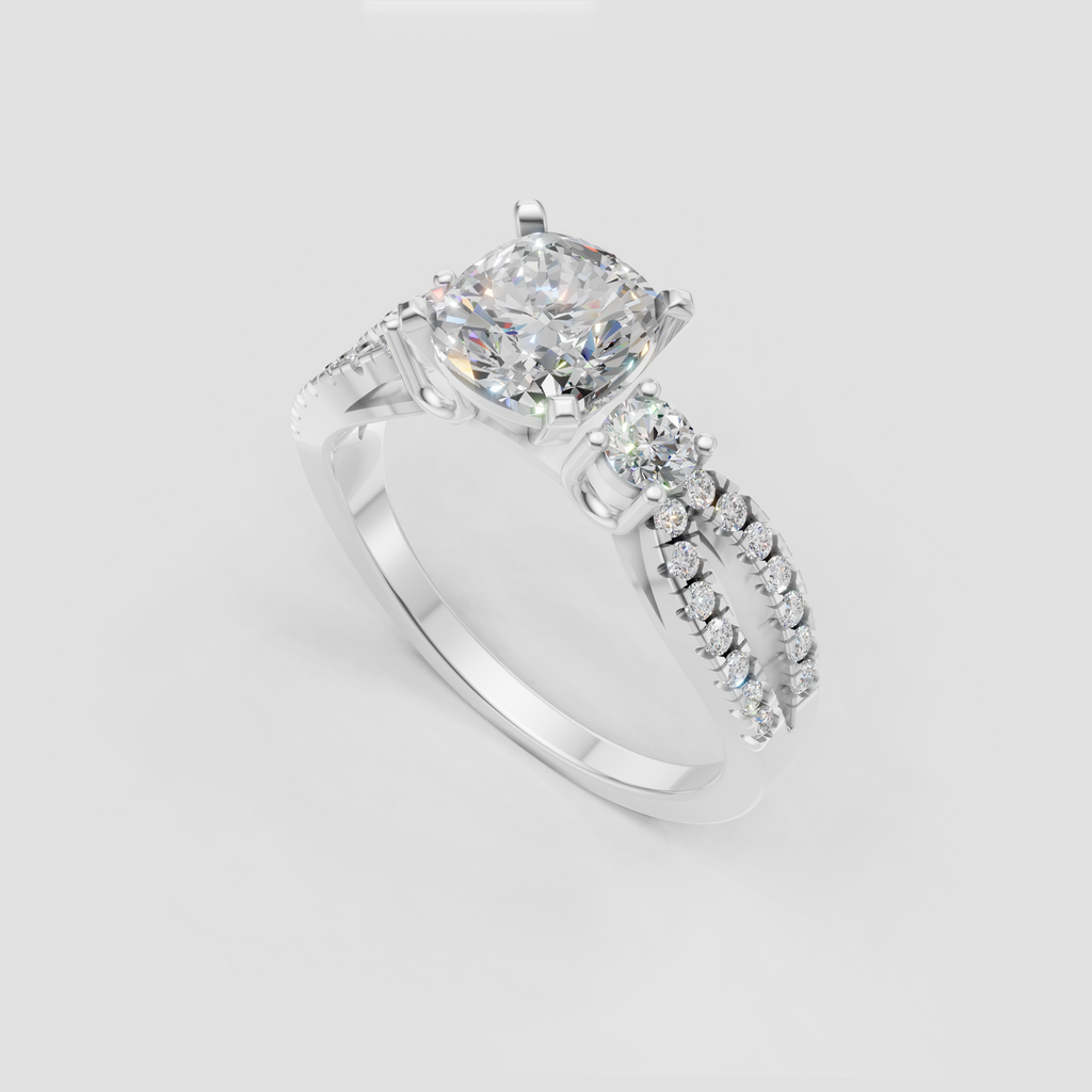Elegant round cut diamond engagement ring in yellow gold