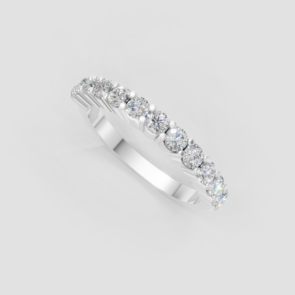 Classic round diamond eternity band with refined yellow gold craftsmanship