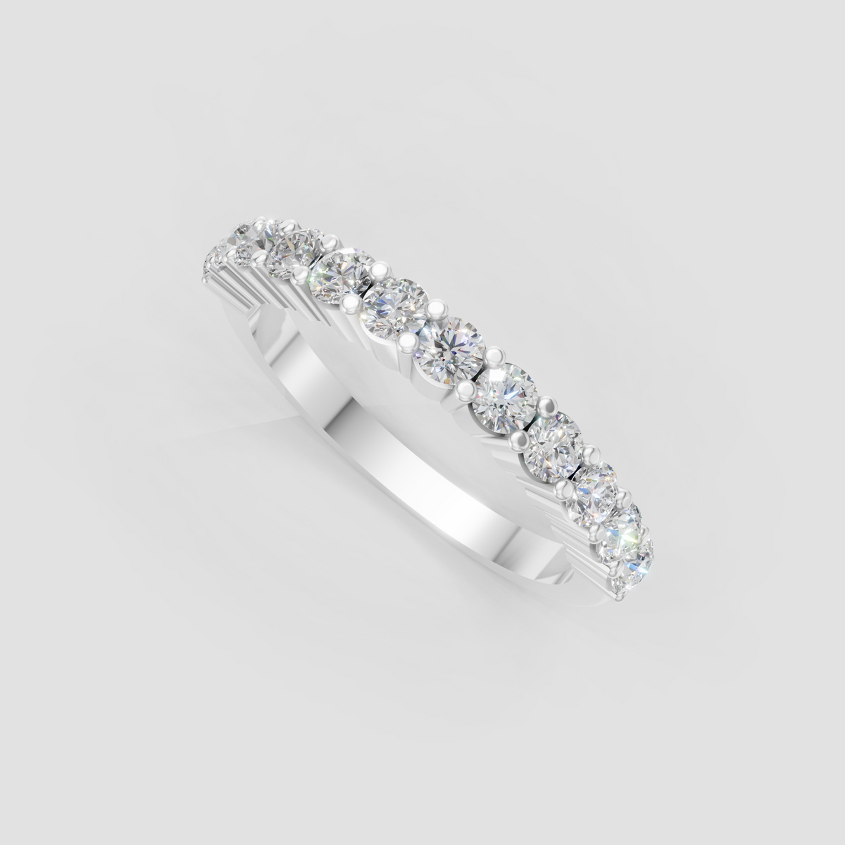 Classic round diamond eternity band with refined yellow gold craftsmanship