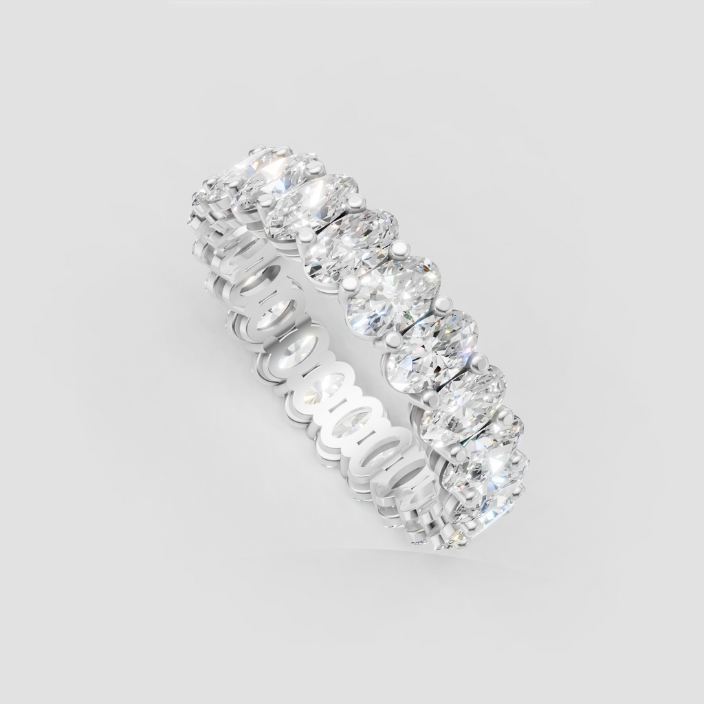 Oval cut diamond ring with individual four prong settings