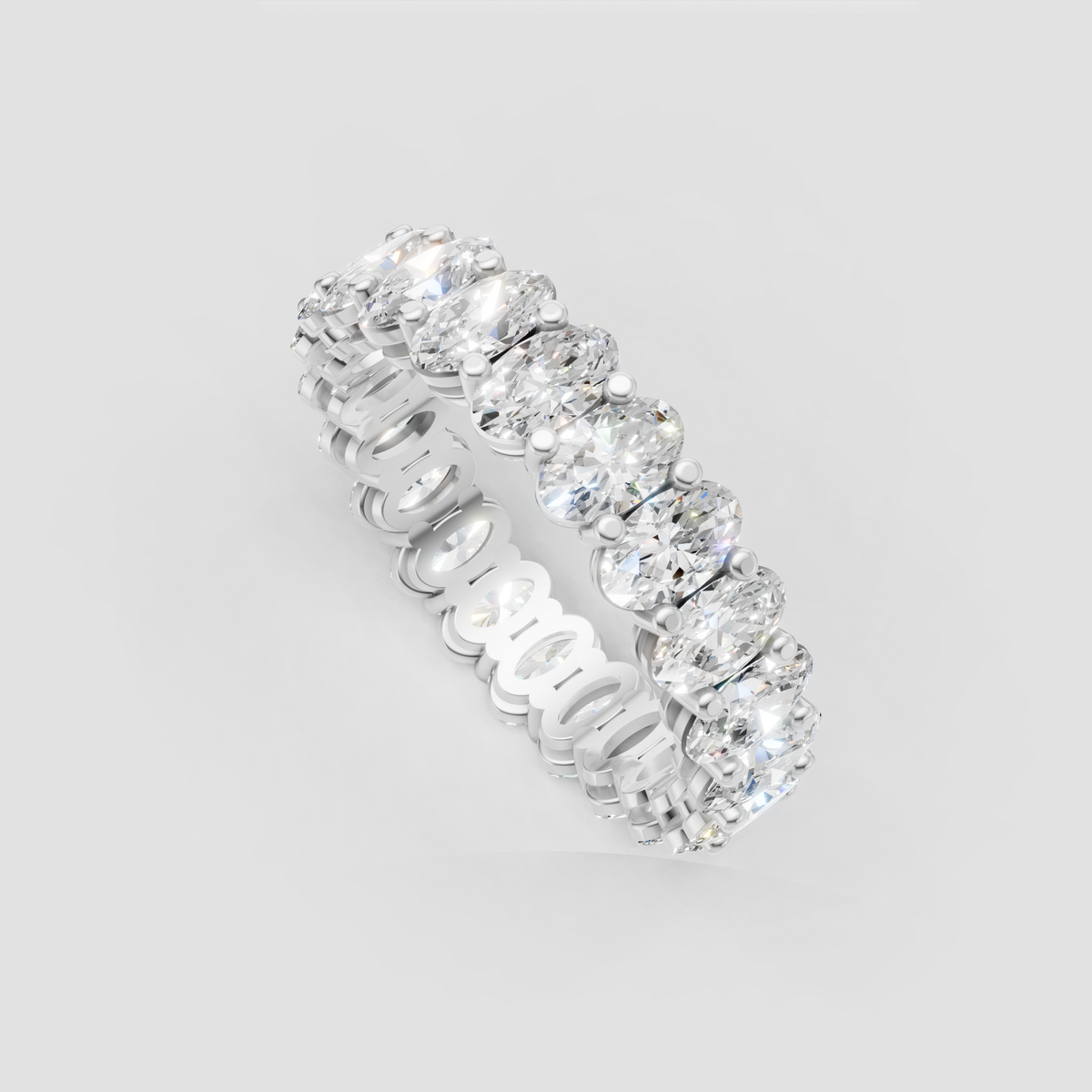 Oval cut diamond ring with individual four prong settings
