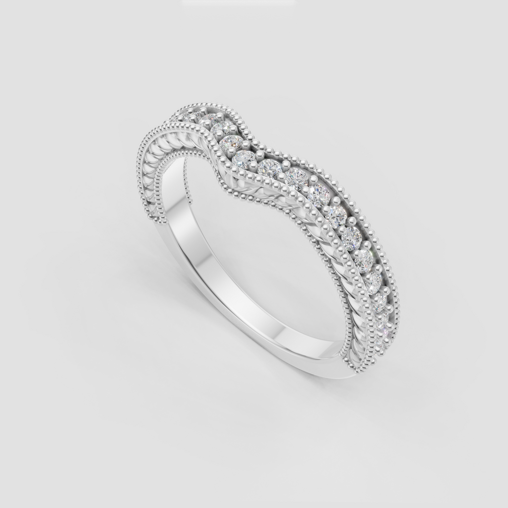 Elegant yellow gold diamond band with floral design
