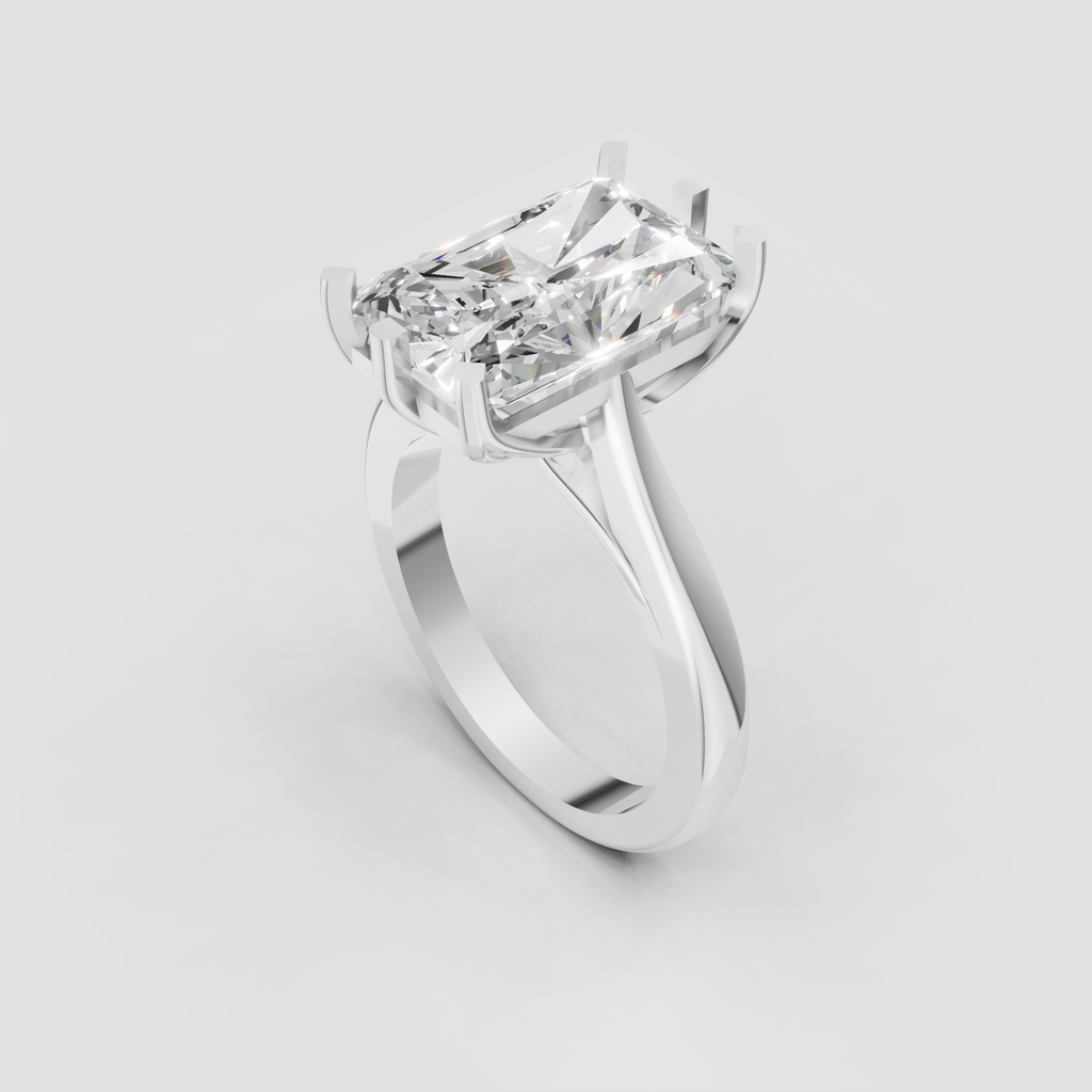 Radiant Cut Lab Grown & Moissanite Diamond Halo Engagement Ring - Image 8