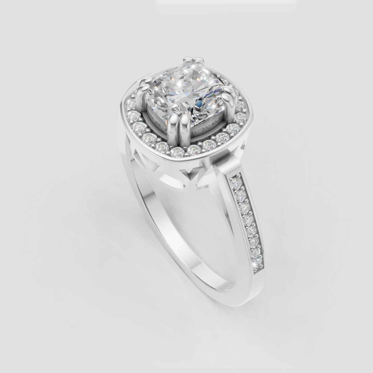 Luxury cushion diamond halo ring