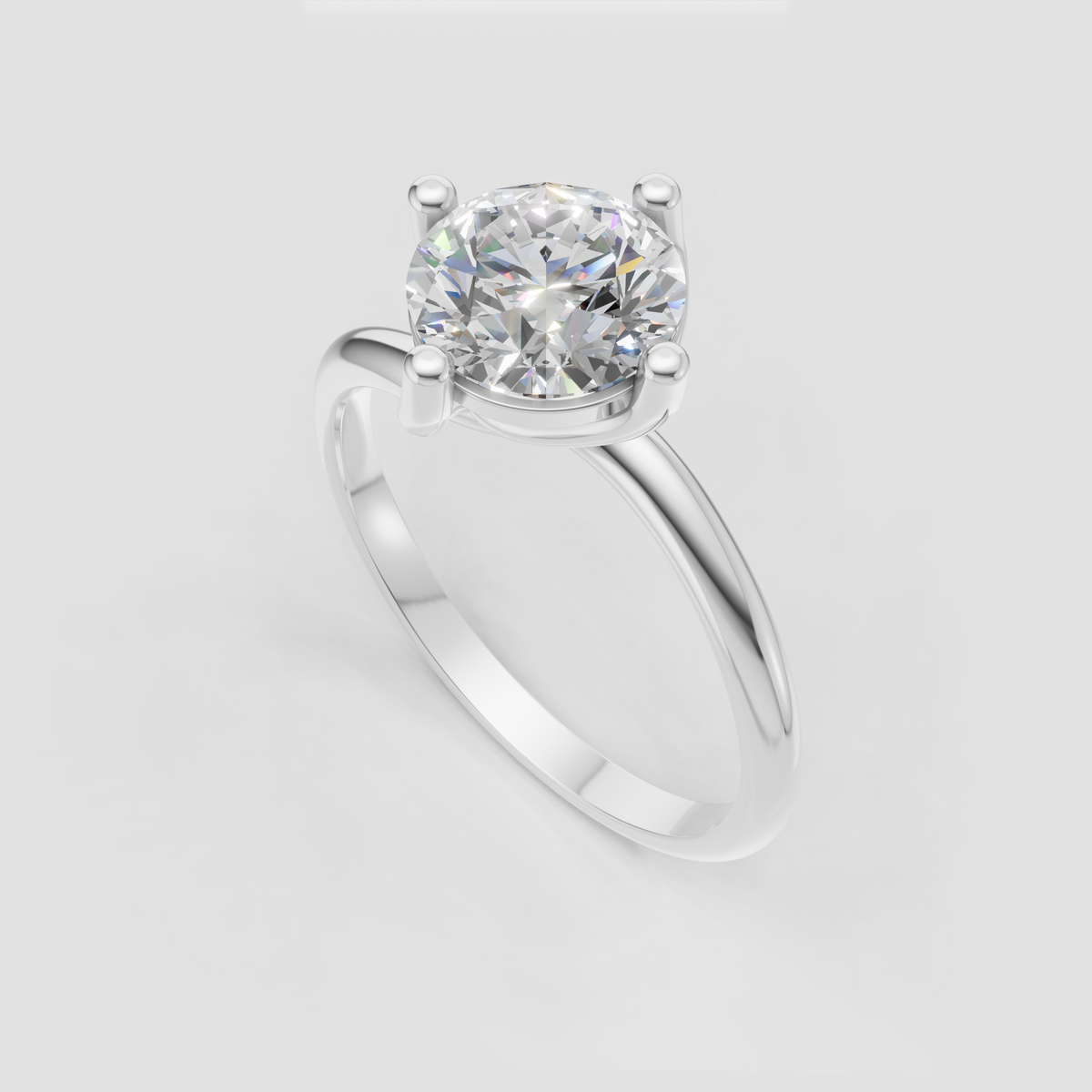Round cut engagement ring featuring a polished twisted band
