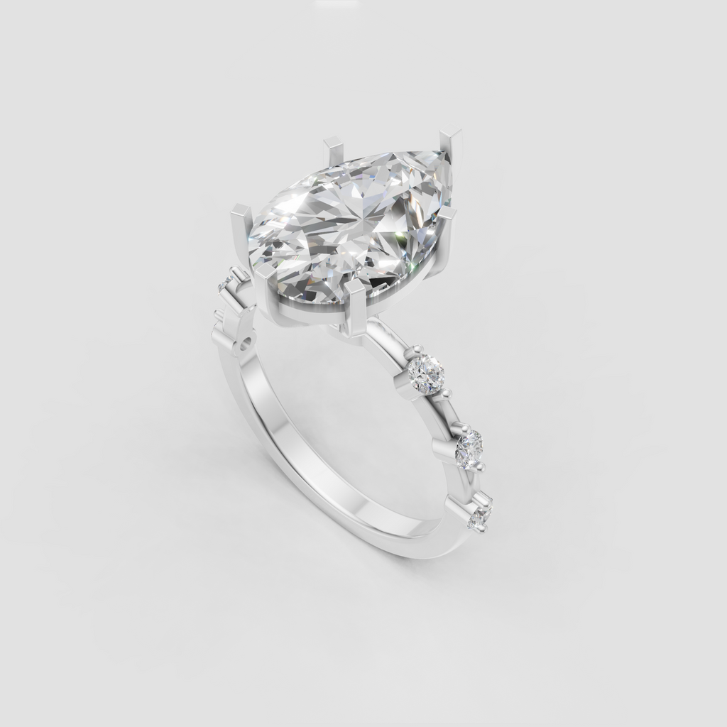 Elegant pear cut diamond bridal ring with diamond band